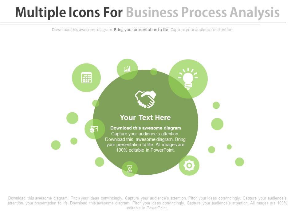 Multiple icons for business process analysis flat powerpoint design Slide01