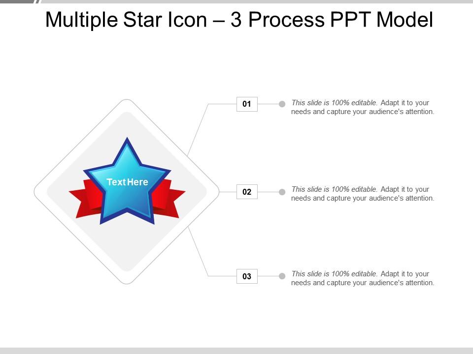 Multiple star icon 3 process ppt model Slide01