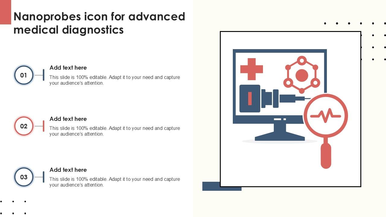 Nanoprobes Icon For Advanced Medical Diagnostics Ppt Example