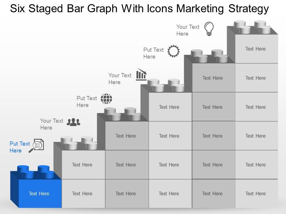 Nb six staged bar graph with icons marketing strategy powerpoint template slide Slide01