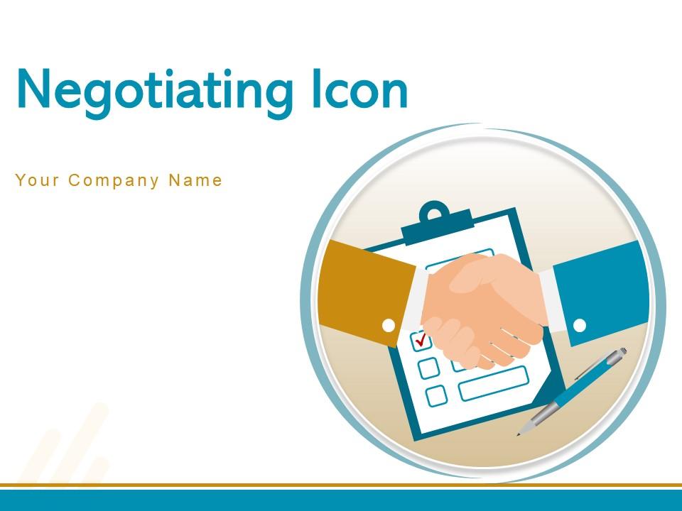 Negotiating Icon Agreement Handshake Icon Business Arrows Slide01