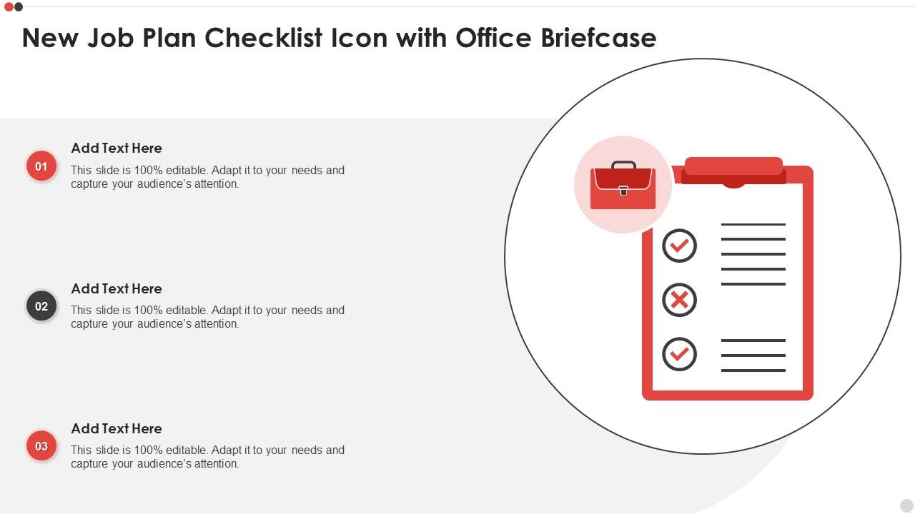 New Job Plan Checklist Icon With Office Briefcase Slide01