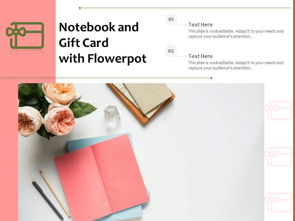 Notebook and gift card with flowerpot Slide01