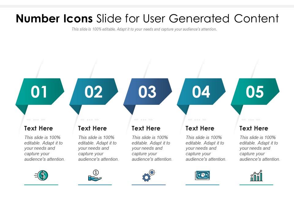 Number icons slide for user generated content infographic template Slide01