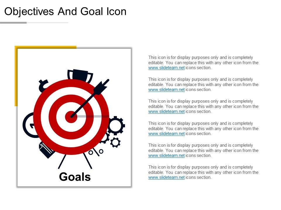 Objectives and goal icon ppt infographics Slide01