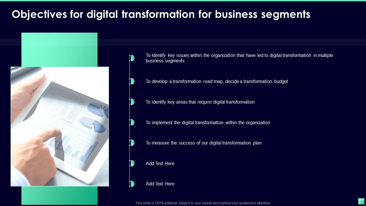 Objectives For Digital Transformation For Business Segments Ppt Infographic Template Icon Slide01
