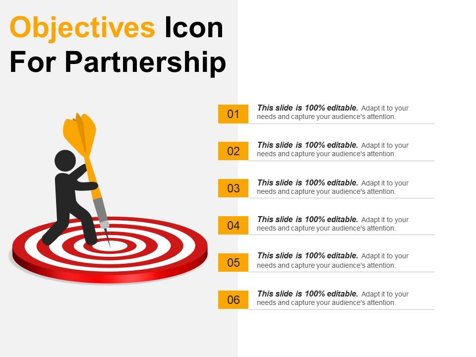 Objectives icon for partnership 2 ppt presentation examples Slide01