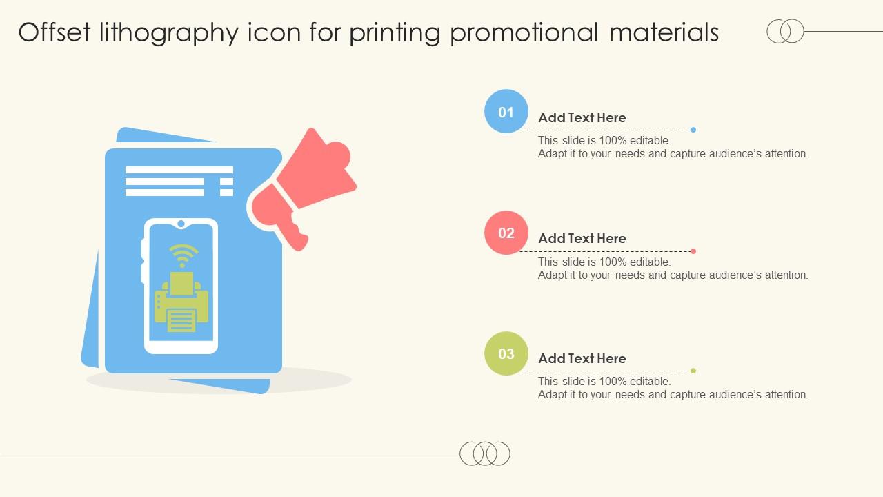 Offset Lithography Icon For Printing Promotional Materials Ppt Template