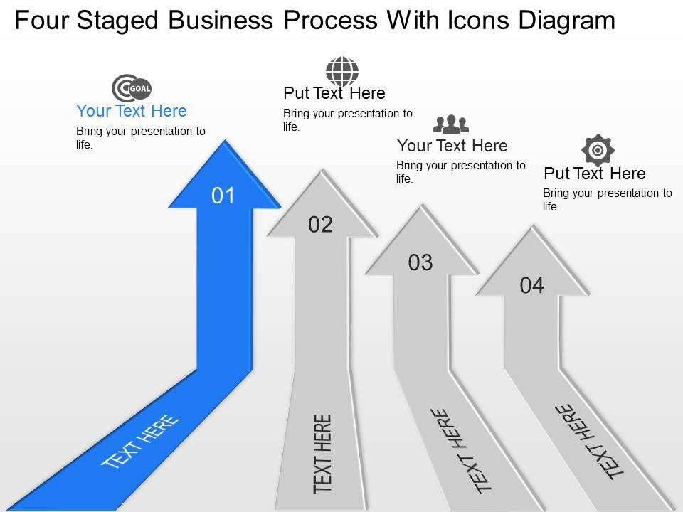 Ok four staged business process with icons diagram powerpoint template slide Slide01