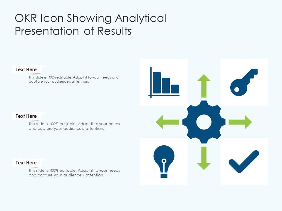 Okr icon showing analytical presentation of results Slide01