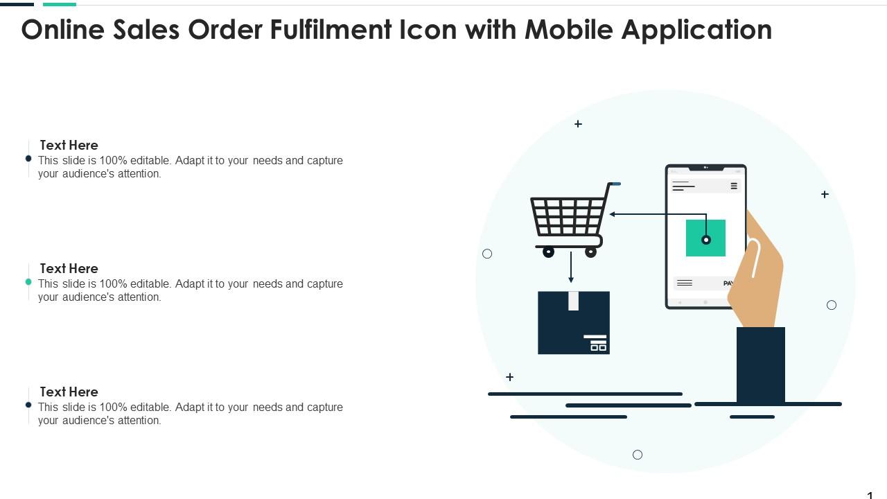 Online Sales Order Fulfilment Icon With Mobile Application Slide01