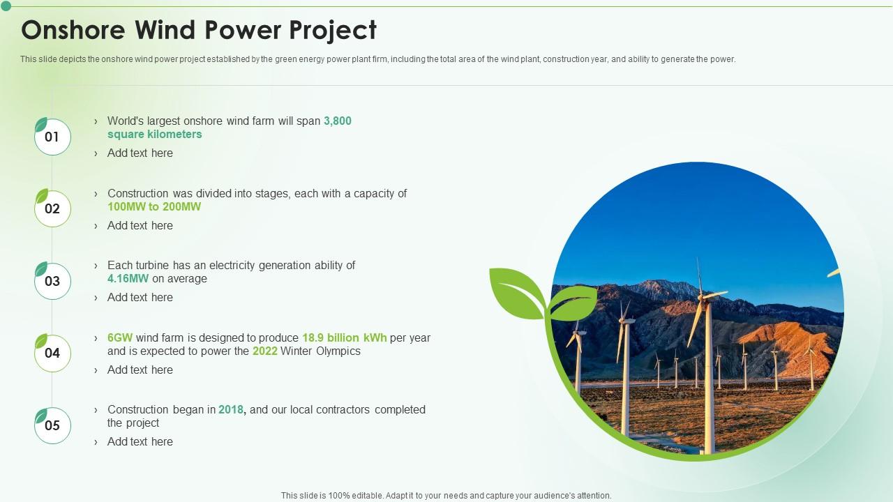 Onshore Wind Power Project Clean Energy Ppt Powerpoint Presentation Icon Shapes Slide01