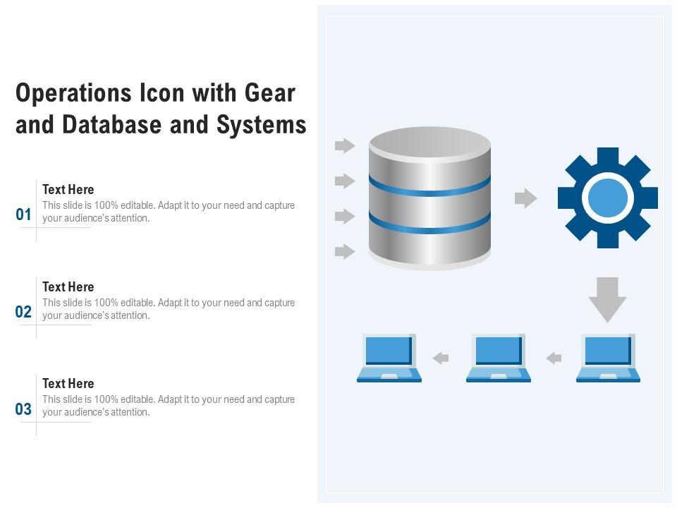 Operations icon with gear and database and systems Slide01