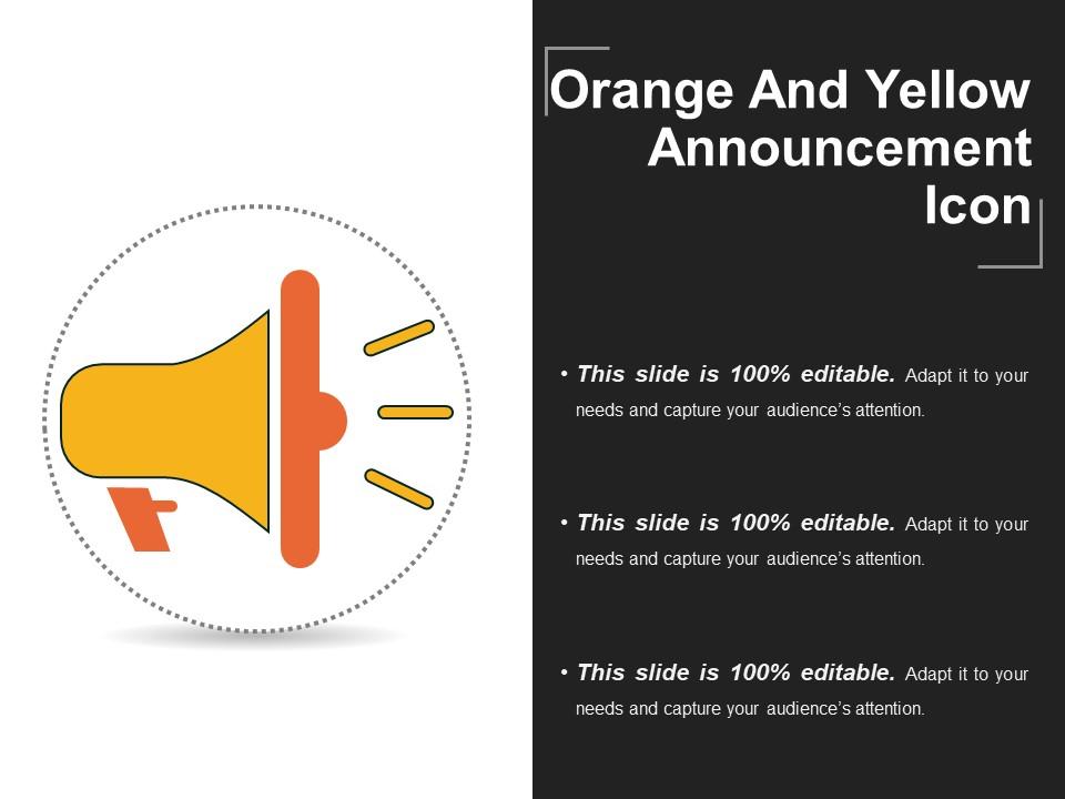 Orange and yellow announcement icon Slide01