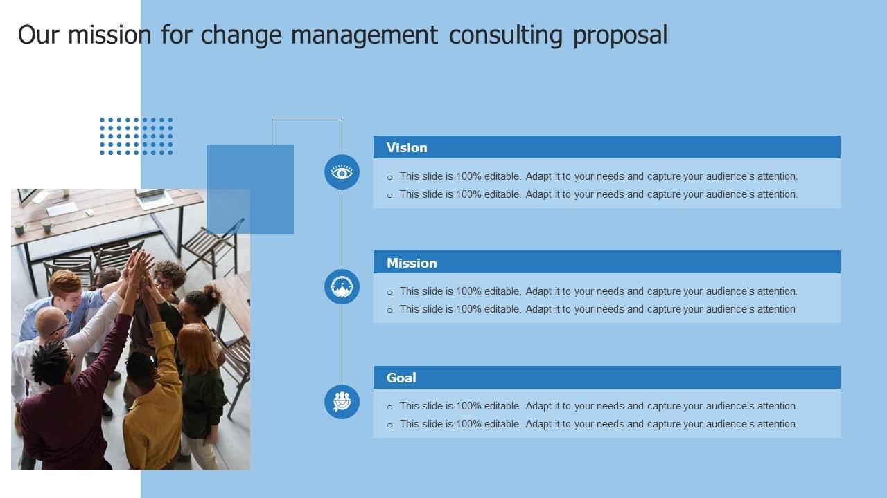 Our Mission For Change Management Consulting Proposal Ppt Icons Slide01
