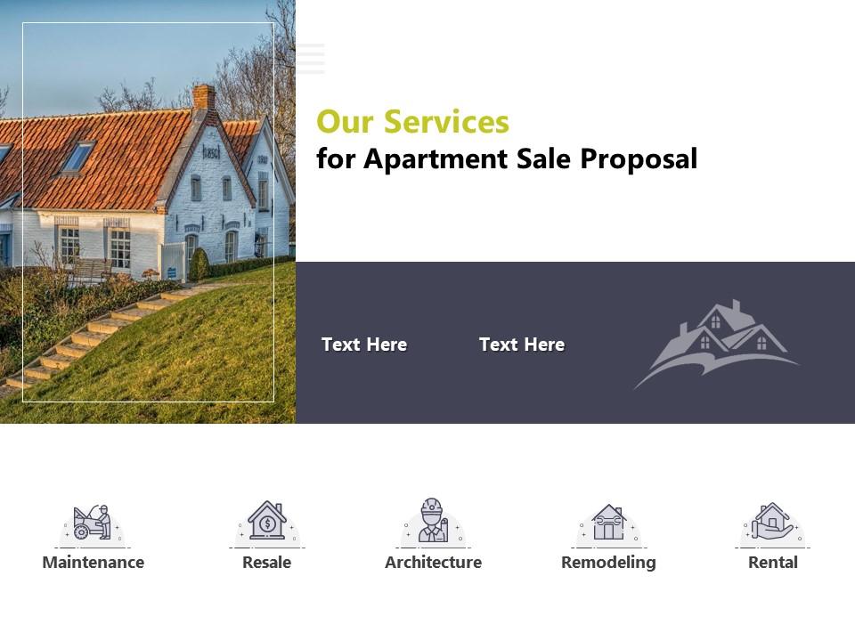 Our services for apartment sale proposal maintenance ppt powerpoint presentation icon Slide01