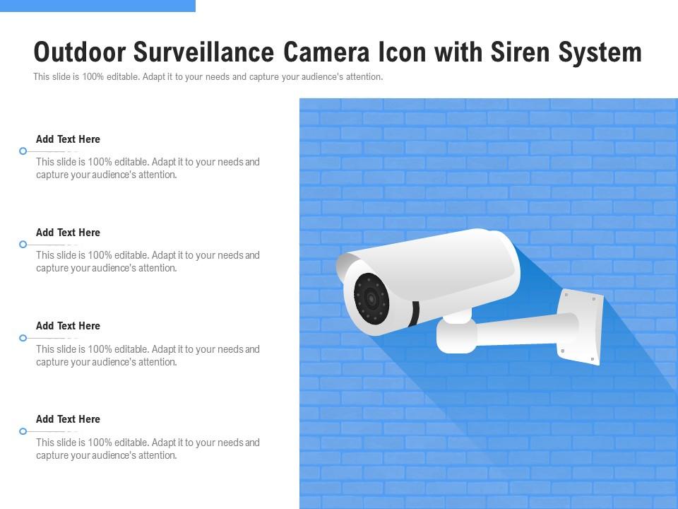 Outdoor surveillance camera icon with siren system Slide01