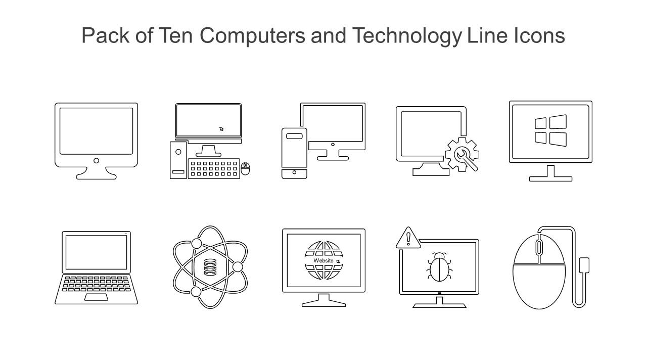 Pack Of Ten Computers And Technology Line Icons Slide01