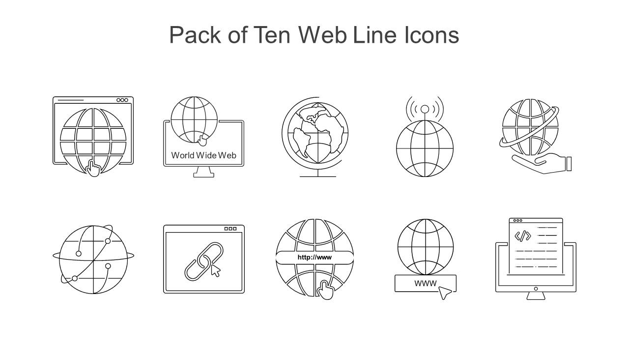 Pack Of Ten Web Line Icons Slide01