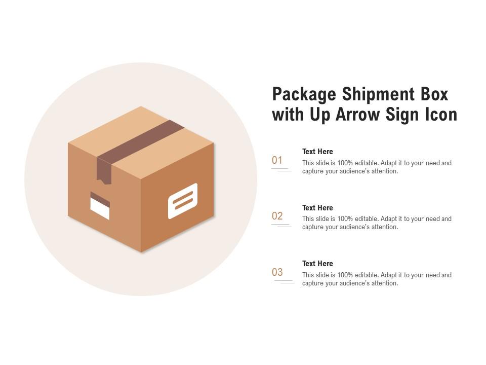 Package shipment box with up arrow sign icon Slide01