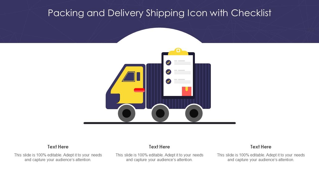 Packing And Delivery Shipping Icon With Checklist Slide01