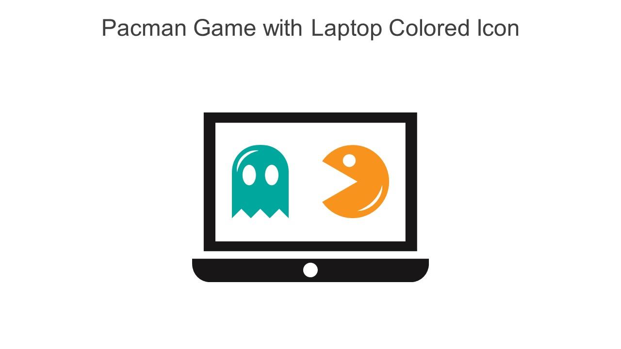 Pacman Game With Laptop Colored Icon In Powerpoint Pptx Png And Editable Eps Format
