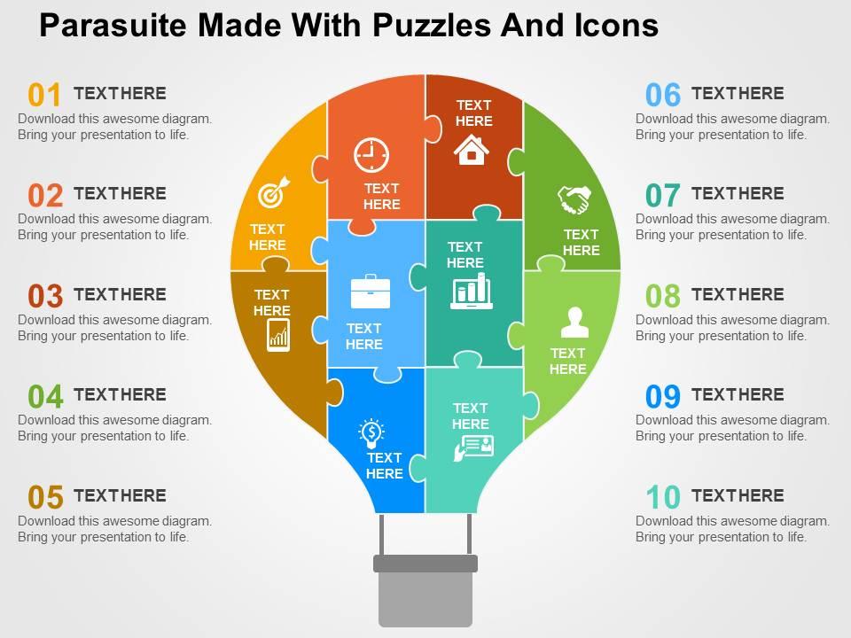 Parasuite made with puzzles and icons flat powerpoint design Slide01