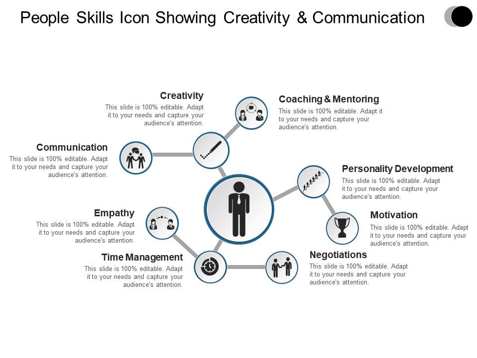 People skills icon showing creativity and communication Slide01