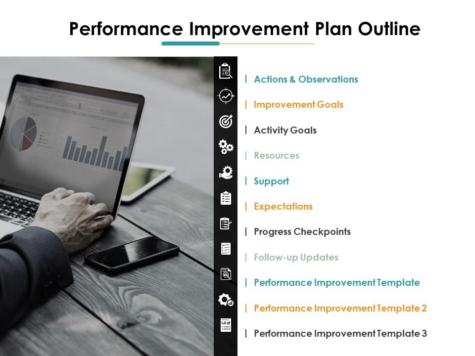 Performance improvement plan outline ppt icon background designs Slide01