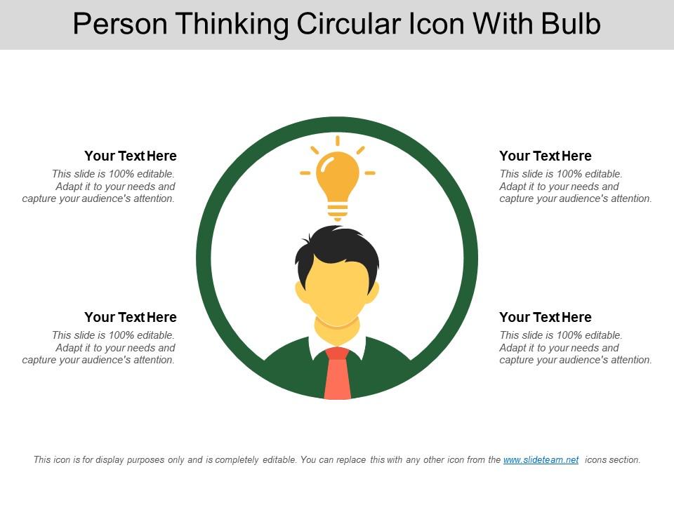Person thinking circular icon with bulb Slide01