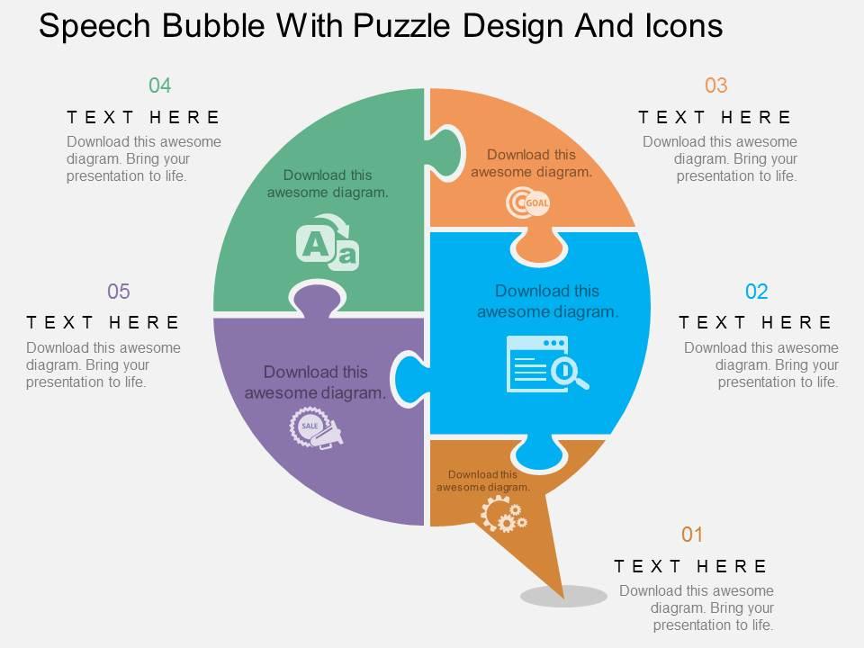 Ph speech bubble with puzzle design and icons flat powerpoint design Slide01