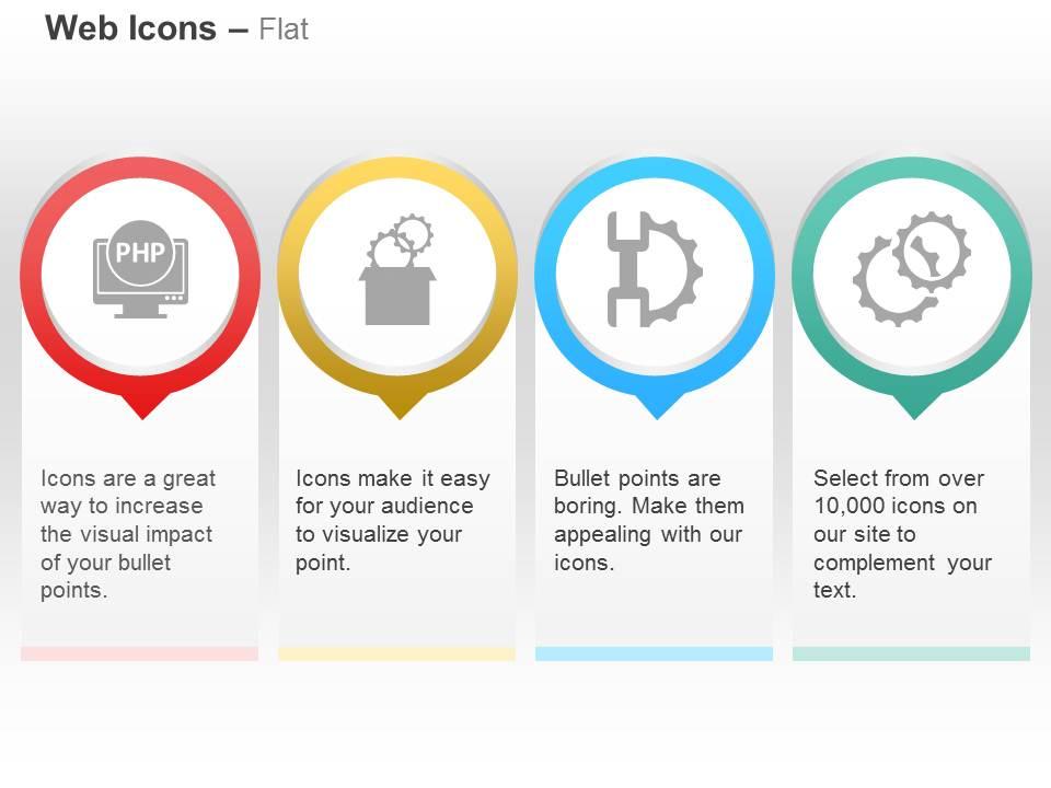 Php development process control gears service ppt icons graphics Slide01