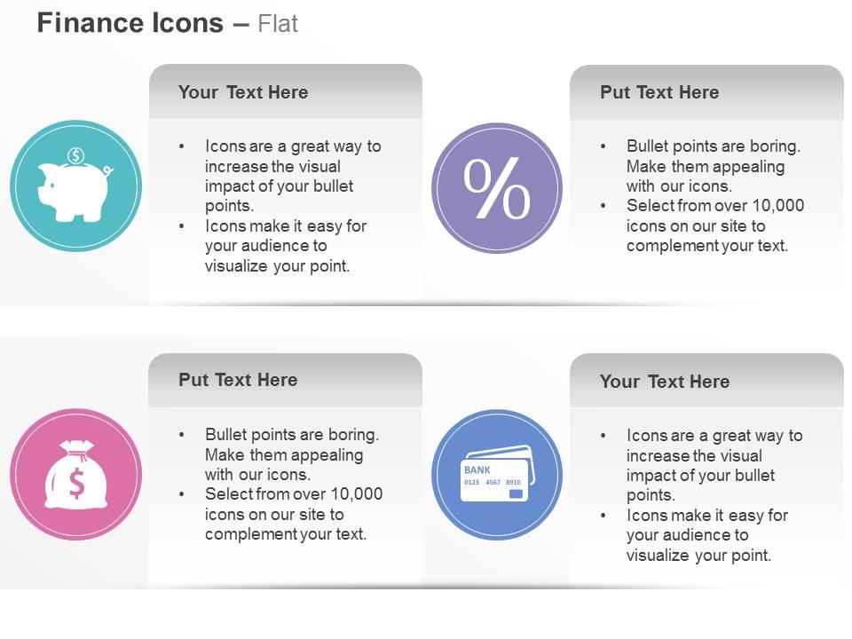 Piggy bank percentage symbol dollar bag money saving ppt icons graphics Slide01