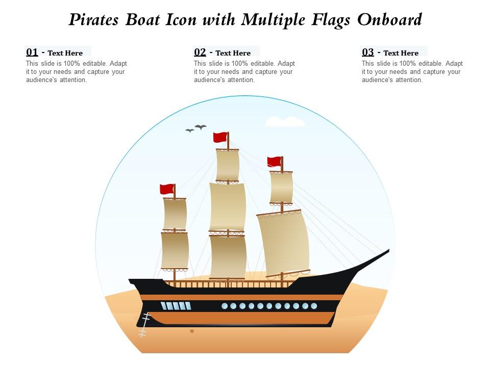 Pirates boat icon with multiple flags onboard Slide01