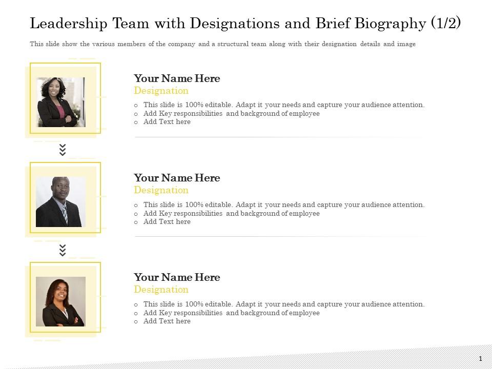 Pitch deck to raise team with designations and brief biography responsibilities ppts icons Slide01