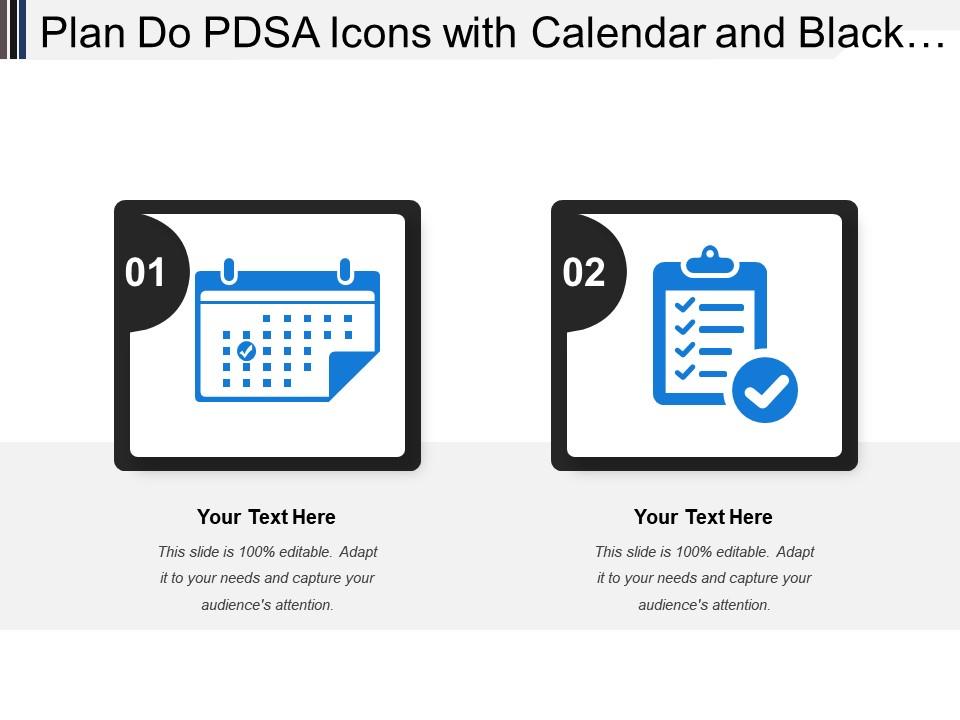 Plan do pdsa icons with calendar and black tick Slide01
