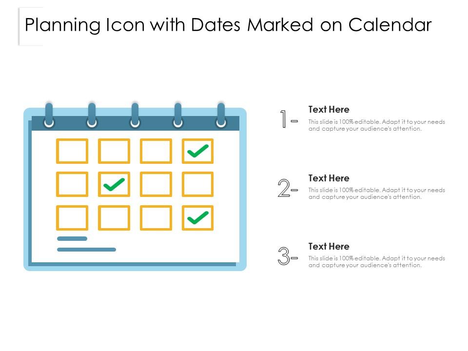 Planning icon with dates marked on calendar Slide01