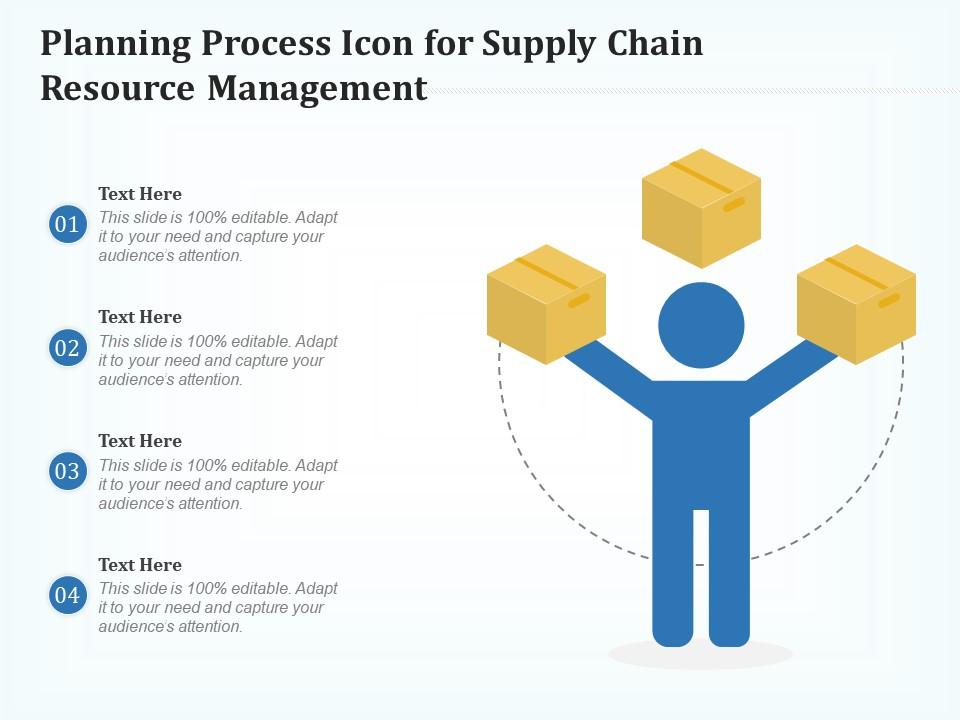 Planning process icon for supply chain resource management Slide01
