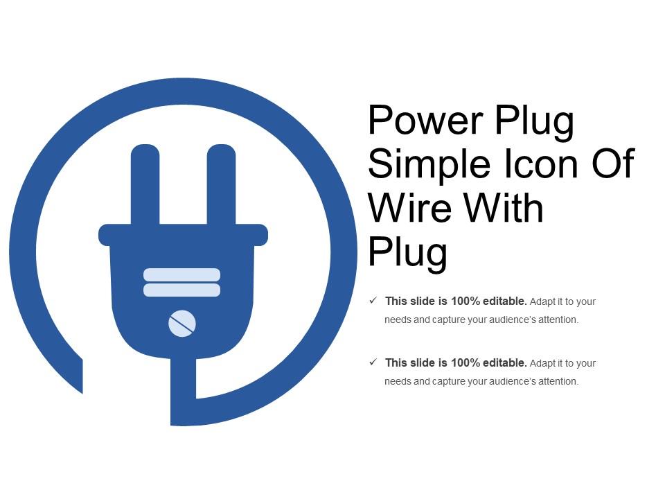 Power plug simple icon of wire with plug Slide01