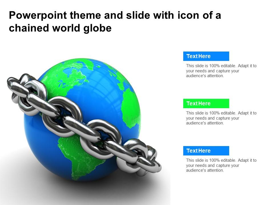 Powerpoint theme and slide with icon of a chained world globe Slide01