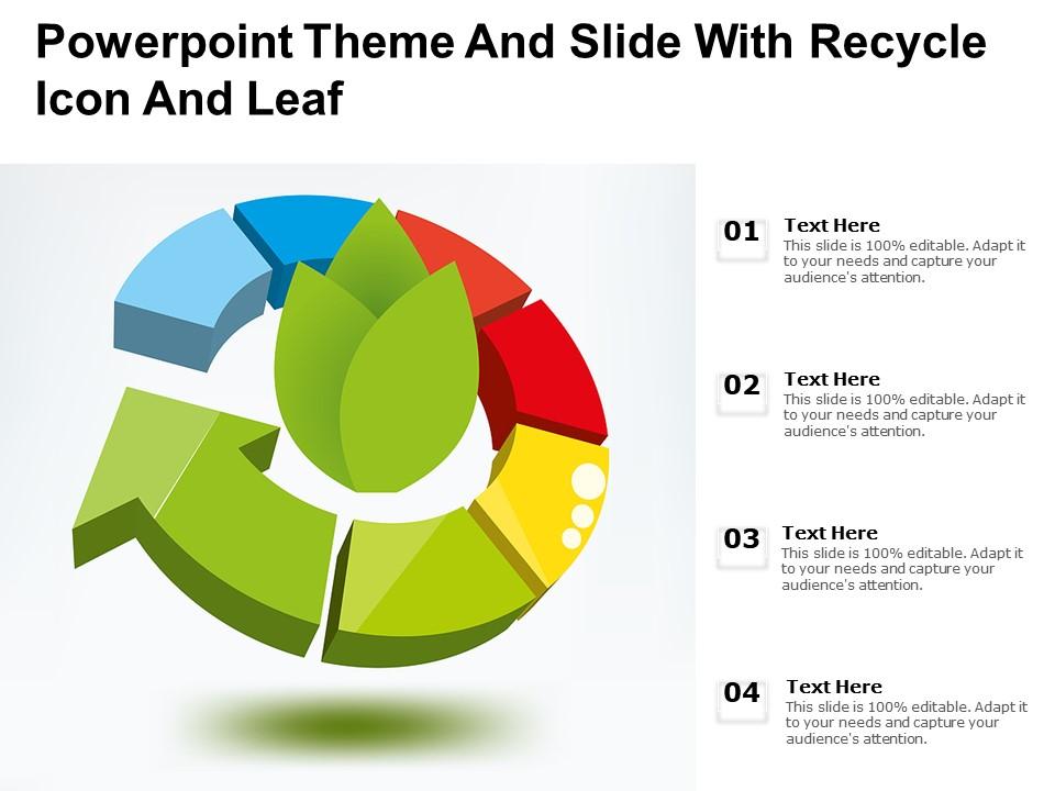 Powerpoint theme and slide with recycle icon and leaf Slide01