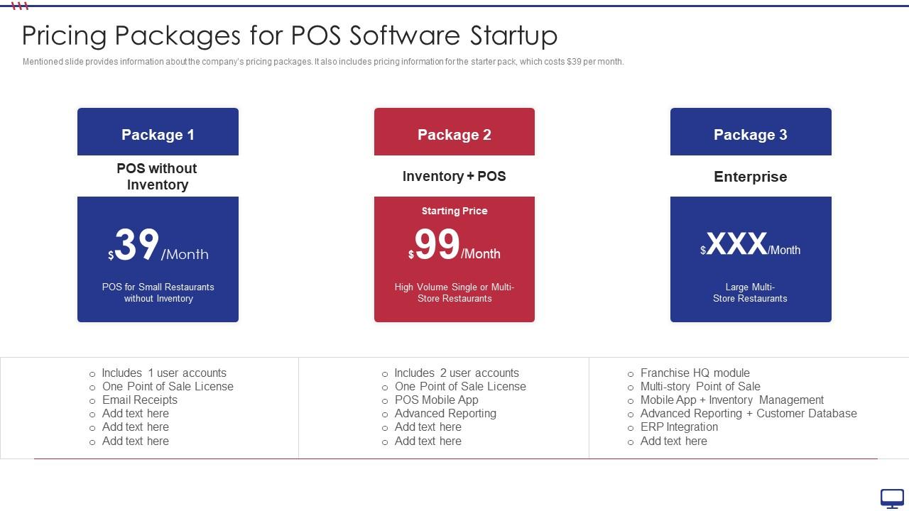 Pricing Packages For POS Software Startup Ppt Icon Microsoft Slide01
