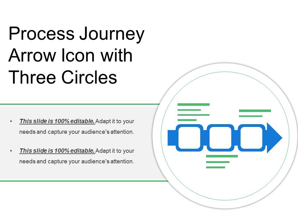Process journey arrow icon with three circles Slide01