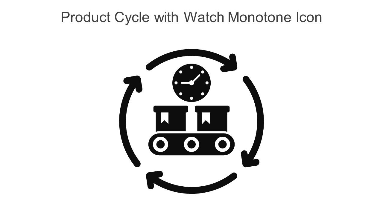 Product Cycle With Watch Monotone Icon In Powerpoint Pptx Png And Editable Eps Format