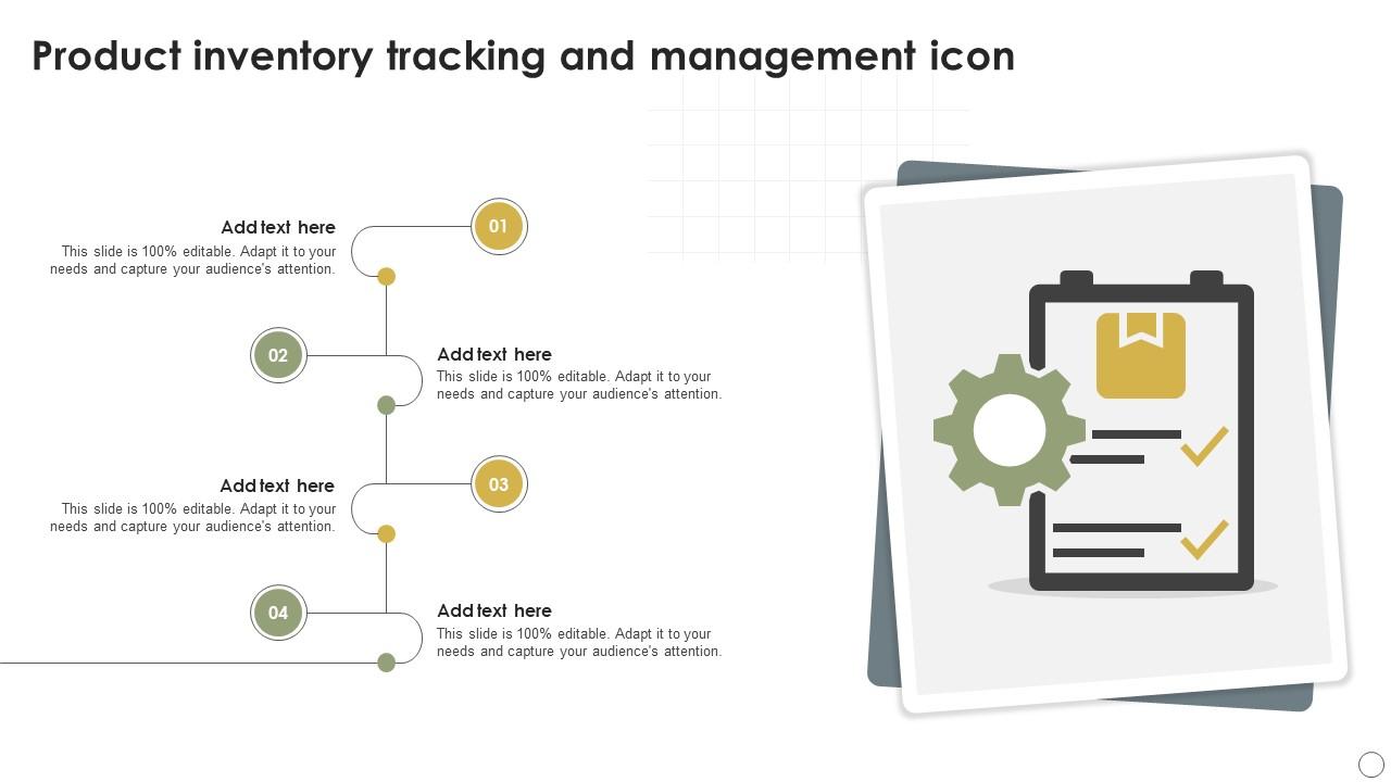 Product Inventory Tracking And Management Icon Ppt Slide