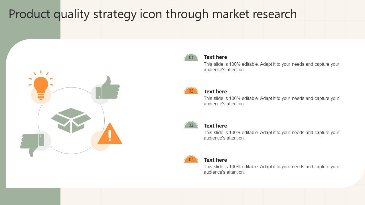 Product Quality Strategy Icon Through Market Research Slide01