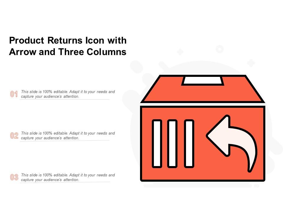 Product returns icon with arrow and three columns Slide01