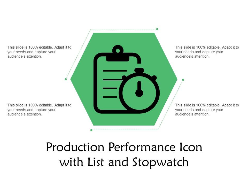 Production performance icon with list and stopwatch Slide01