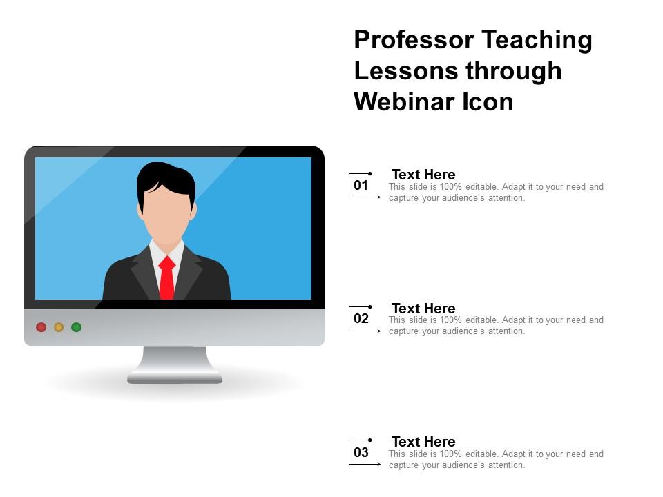 Professor teaching lessons through webinar icon Slide01