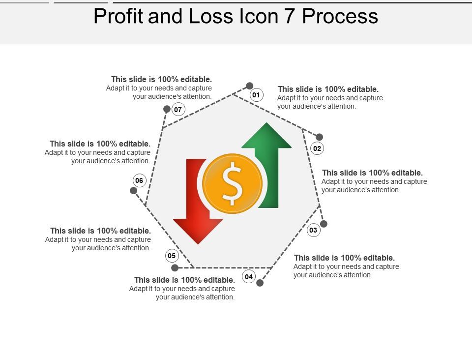 Profit and loss icon 7 process ppt slides download Slide01